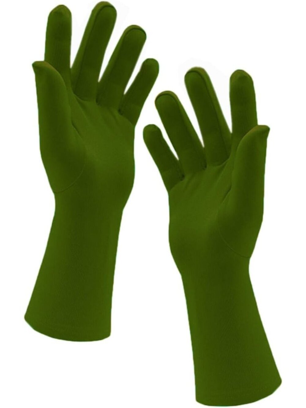 Men's and Women's Army Green Stretchy Length Banquet Spandex Short Party Gloves